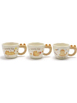 MiraLive 3D Kedi Kuyruk Detaylı Kupa Bardak