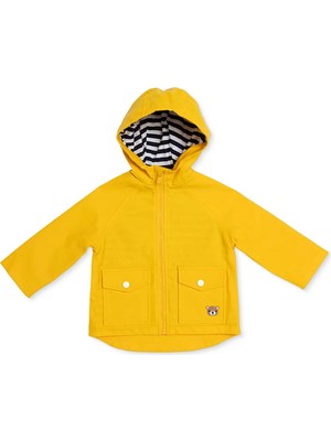 Midimod Erkek Bebek Yağmurluk Ayı Baskılı Kapüşonlu Uzun Kol
