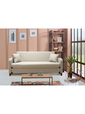 Vivense Solo Keten Üçlü Kanepe, Krem