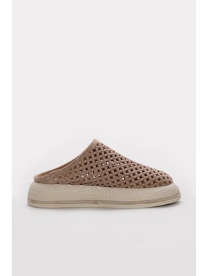 Fast Step Hakiki Deri  Kadın Dolgu Topuk Terlik 411ZA1106