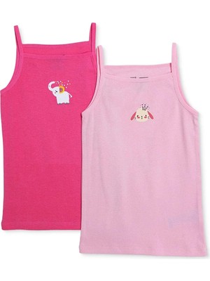 Hellobaby Kız Bebek 2li Atlet Çiçek Baskılı Bisiklet Yaka Sleeveless