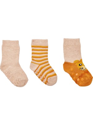 Hellobaby Erkek Bebek 3lü Kaydırmaz Çorap Hayvan Baskılı
