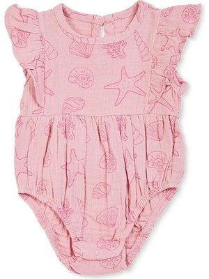 Hellobaby Kız Bebek Body Plaj Baskılı Çıtçıtlı Bisiklet Yaka Sleeveless