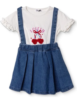 Hellobaby Kız Bebek Bluz-Şort Kiraz Baskılı Düğmeli Bisiklet Yaka Short Sleeve Reçme