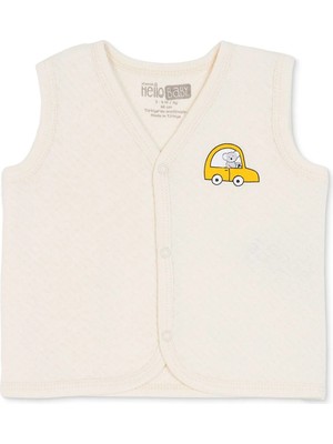 Hellobaby Erkek Bebek Kapitone Yelek Hayvan Baskılı Çıtçıtlı V Yaka Sleeveless