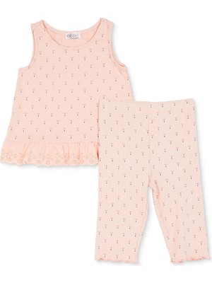 Hellobaby Kız Bebek Bluz-Tayt Çiçek Baskılı Bisiklet Yaka Atlet Reçme