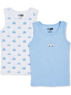 Hellobaby Erkek Bebek 2li Atlet Araba Baskılı Bisiklet Yaka Sleeveless