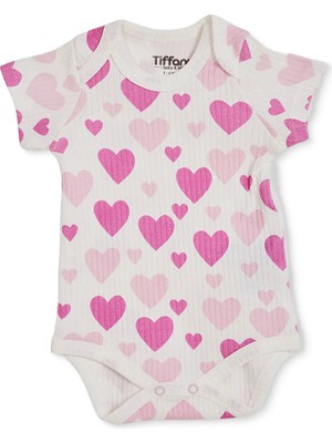 Tiffany Kız Bebek 2li Body Kalp Baskılı Çıtçıtlı Zarf Yaka Kısa Kol