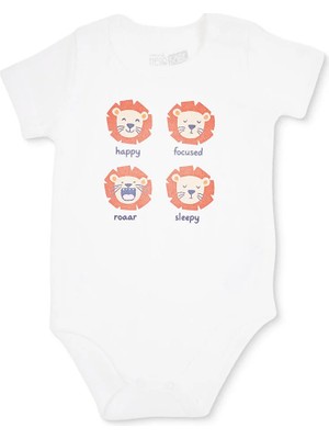 Hellobaby Erkek Bebek Body Hayvan Baskılı Çıtçıtlı Çıtçıtlı Yaka Short Sleeve