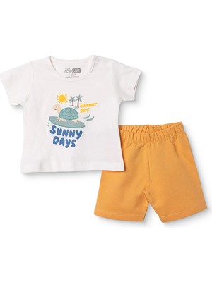 Hellobaby Erkek Bebek Tişört-Şort Hayvan Baskılı Çıtçıtlı Bisiklet Yaka Kısa Kol Reçme