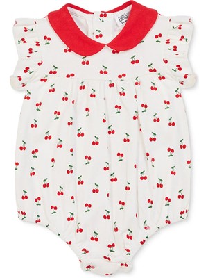 Hellobaby Kız Bebek Body Kiraz Baskılı Çıtçıtlı Bebe Yaka Sleeveless