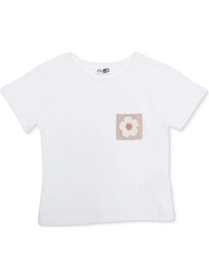 Hellobaby Kız Bebek Tişört Çiçek Baskılı Bisiklet Yaka Short Sleeve