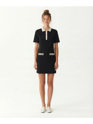 Yargıcı Düz Gömlek Yaka Kısa Kol Elbise