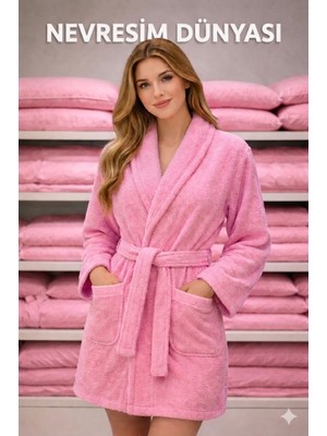 Senka Pamuklu Tek Bornoz Pembe Xl-Xxl Beden