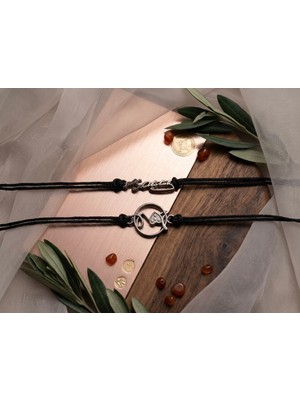 Meneva Aksesuar Atatürk Imzalı & Love Temalı Özel Tasarım Ayarlanabilir Çift Bileklik Seti