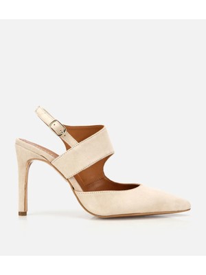 Hotiç 01AYH321950A310 KADIN Süet Deri Bej Arkası Açık Stiletto