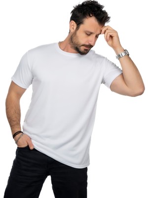 Maxi-Dry Aşırı Terleme Önleyici Bisiklet Yaka Erkek Tişört, Çift Katmanlı, Islaklık Sızdırmaz, Nefes Alabilen Kumaş