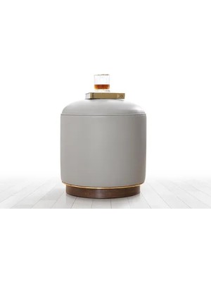 Vivense Milotte Deri Puf, Gri