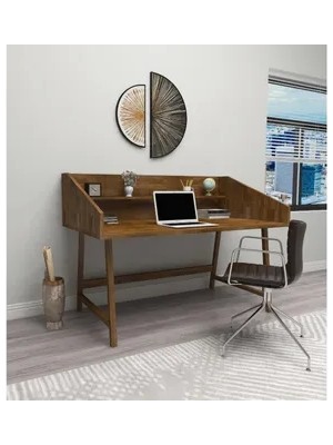 Vivense Woodface Mely Doğal Ahşap Çalışma Masası, Ceviz