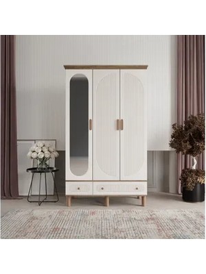 Vivense Bahar Gardırop, Krem, 3 Kapaklı