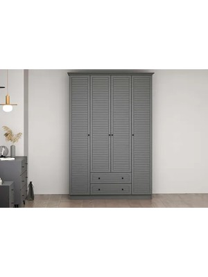 Vivense Livo Gardırop, Antrasit, 4 Kapaklı