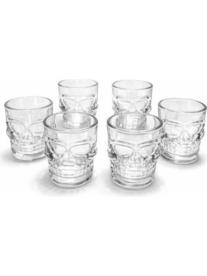 Store Mania 6'lı Kurukafa Şeffaf Cam Shot Bardağı Seti 9x8 cm STRMIA-RSTTT34