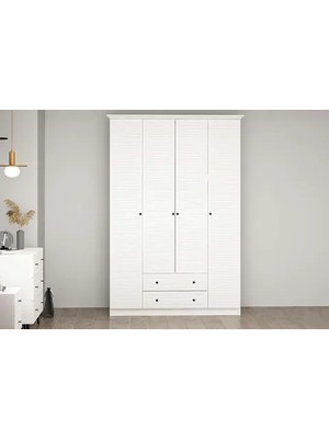 Vivense Livo Gardırop, Beyaz, 4 Kapaklı