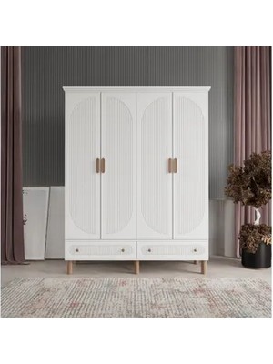 Vivense Bahar Gardırop, Beyaz, 4 Kapaklı