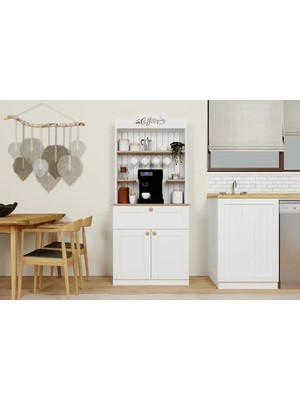 Vivense Lucas 2 Kapaklı Kahve Köşesi, Açık Ceviz Beyaz