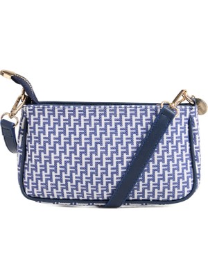 Fabrika %80 Kanvas, %20 Poliüretan Lacivert Kadın Omuz Çantası Mono-Marıus-Keten