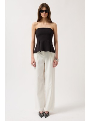 Femora Moda Pileli Straplez Bluz