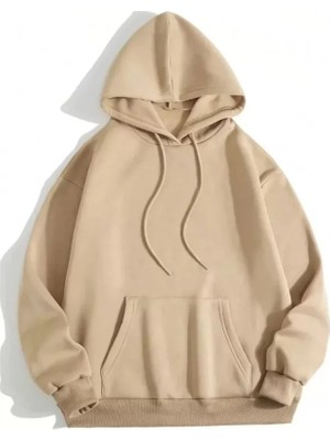Femora Moda 3 Iplik Pamuklu Unisex Kapşonlu Sweetshirt - Bej