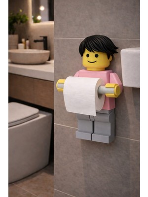 Modu3D Yapışkanlı  Saçlı Adam Tasarımlı Tuvalet Kağıdı Tutacağı – Eğlenceli & Dekoratif Banyo Aksesuarı