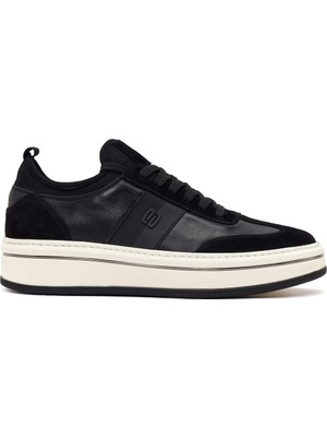 Derimod Erkek Siyah Bağcıklı Kalın Tabanlı Deri Sneaker 26SFD611414