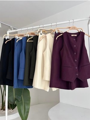 Femora Moda Midi Şortlu ve Yelekli Viscon Takım 10167