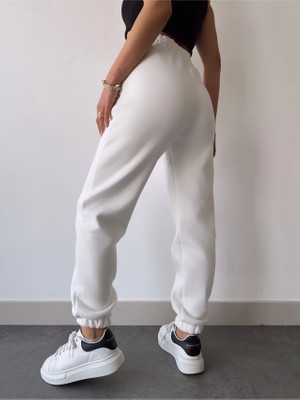 Femora Moda Üç Iplik Basic Lastikli Eşofman Pantolon - Beyaz