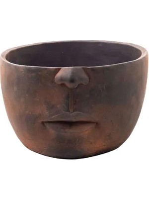 Vivense Yarım Yüz Saksı Kahverengi Bakır Eskitme