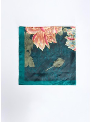 Jimmy Key Yeşil Çiçek Desenli Dokuma Eşarp