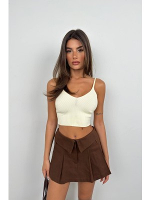 Femora Moda V Yaka Crop Bluz