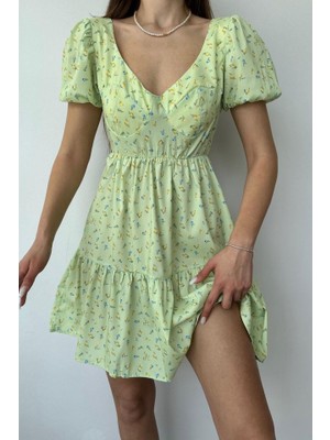 Femora Moda Yeşil Sırt Dekolteli Elbise