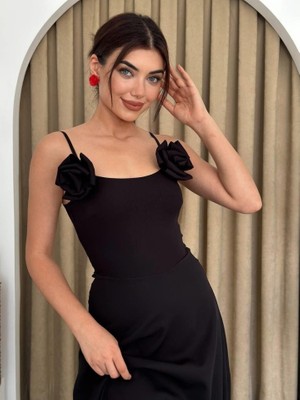 Femora Moda Matilda Gül Ip Askılı Elbise