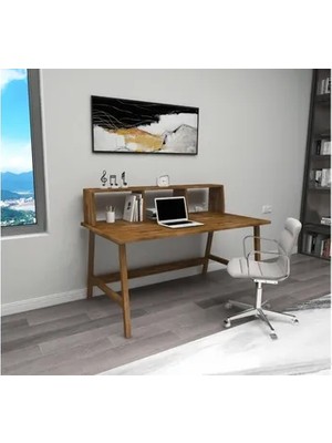 Vivense Woodface Lucy Doğal Ahşap Çalışma Masası, Ceviz