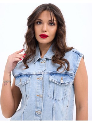 Femora Moda 6822 Kot Yelek-Açık Mavi