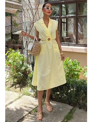 Femora Moda Göbeği Halka Detaylı Midi Boy Elbise 2896