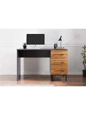 Vivense Volga Çalışma Masası, 3 Çekmeceli, Gri