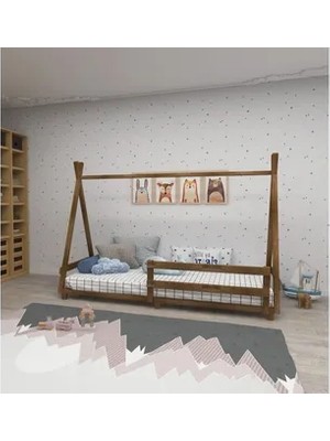Vivense Woodface Panda Montessori Karyola, Ceviz, 90X190
