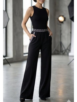 Femora Moda Kadın Yüksek Bel Beli Lastikli Genç Paçalı Ithal Krep Pantolon