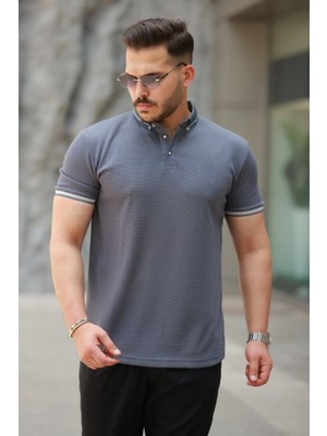 Femora Moda Erkek Düğmeli Yaka Waffle Kumaş Kısa Kollu Tişört