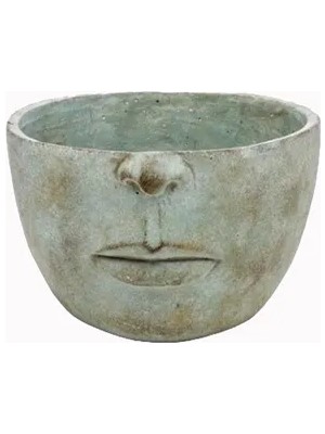 Vivense Yarım Yüz Saksı Yeşil Pas Eskitme