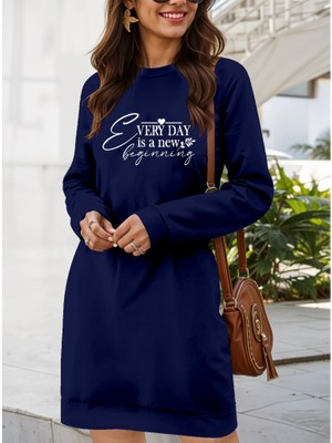 Femora Moda Kadın Uzun Kollu Bisiklet Yaka Kısa Viskon Iki Iplik Elbise